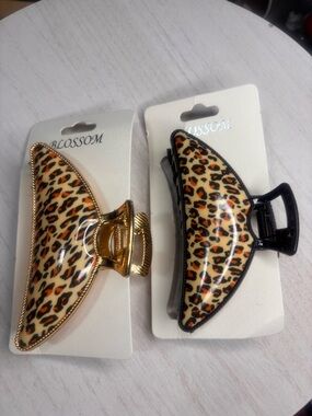 Blossom Leopard Print Hair Claw Clip - Gold and Black Options
